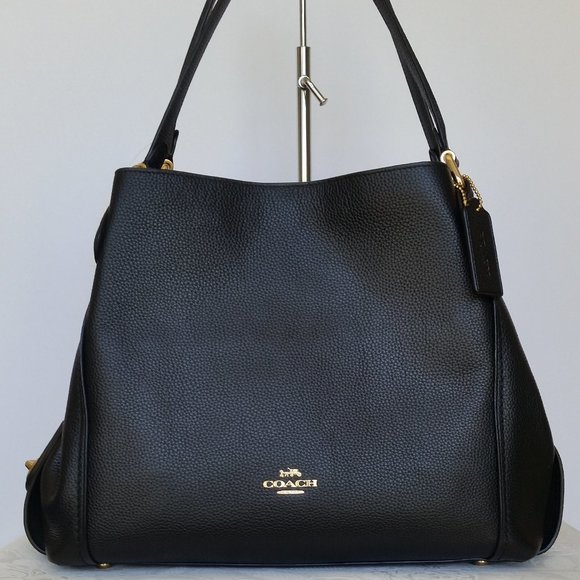 coach edie 31 polished pebble leather shoulder bag